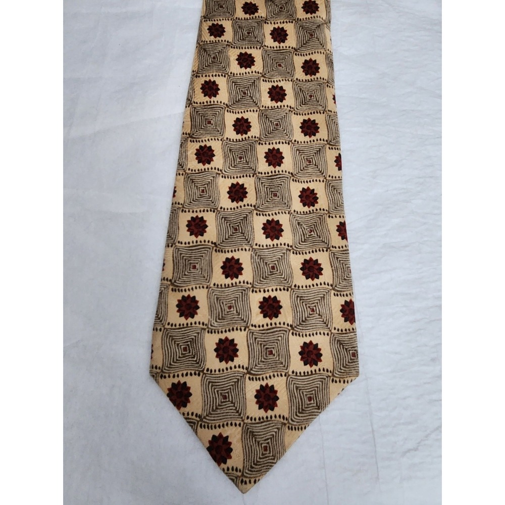 ROBERT TALBOTT Best Of Class Tie Men's Silk Necktie Hand Sewn Beige Tan Red